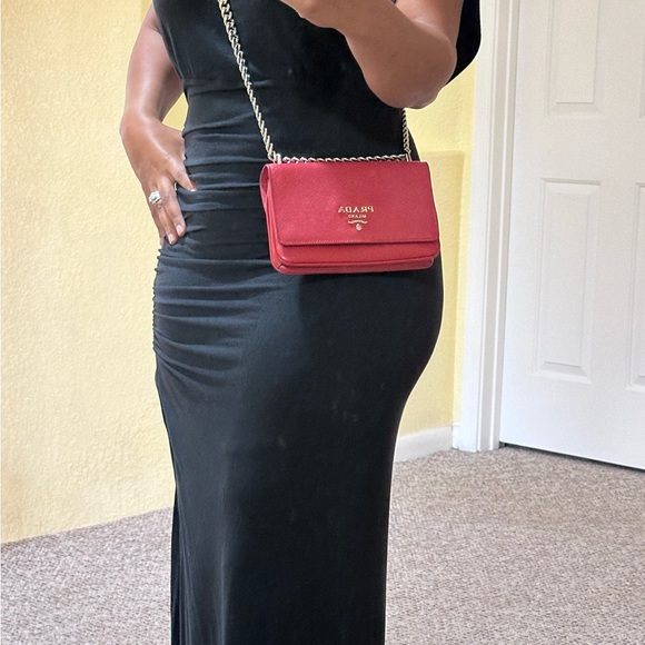 Prada Pattina Soft Calkskin and Saffiano leather, Mini Bag, Color Red - Picture 3 of 11